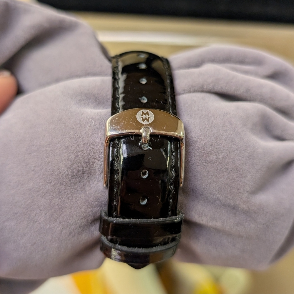 Michele Deco Diamond Chronograph Watch w. Mother Of Pearl Face + Black Band - Picture 3 of 5